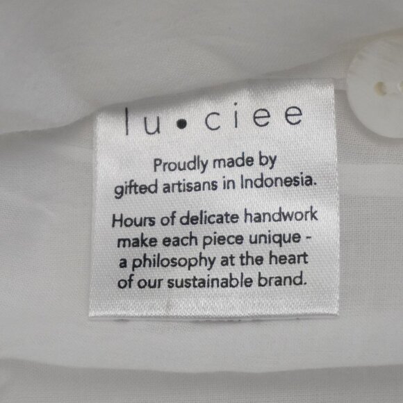 Luciee Eloise Ramie Button-Down Collared Shirt in White Size Medium/Large (NWT) - Picture 5 of 8